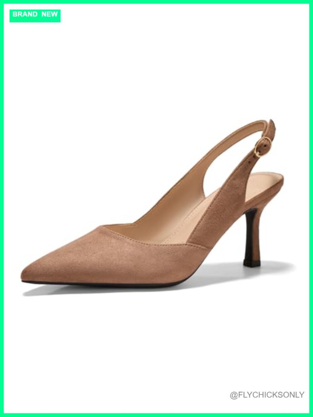 Womens Slingback Kitten Heels Closed Pointed Toe Pumps Dress Shoes